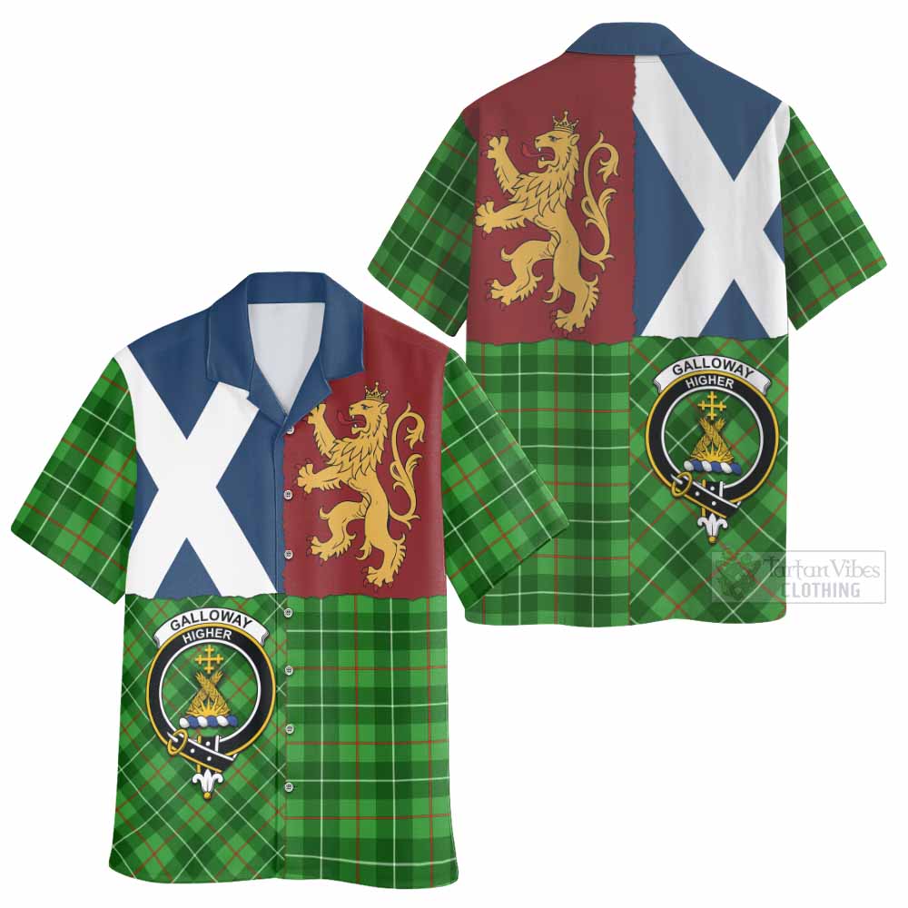Galloway Crest Tartan Hawaiian Shirt with Lion Rampant Saltire Style