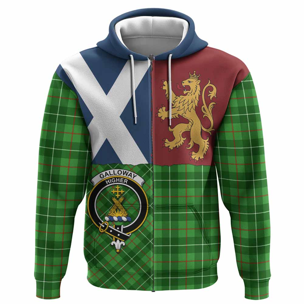Galloway Crest Tartan Hoodie with Lion Rampant Saltire Style