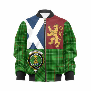Galloway Crest Tartan Kid Bomber Jacket with Lion Rampant Saltire Style