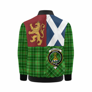 Galloway Crest Tartan Kid Bomber Jacket with Lion Rampant Saltire Style