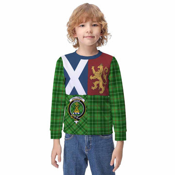 Galloway Crest Tartan Kid Knitted Sweatshirt with Lion Rampant Saltire Style