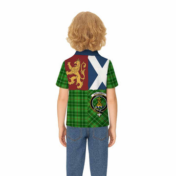 Galloway Crest Tartan Kid Polo Shirt with Lion Rampant Saltire Style