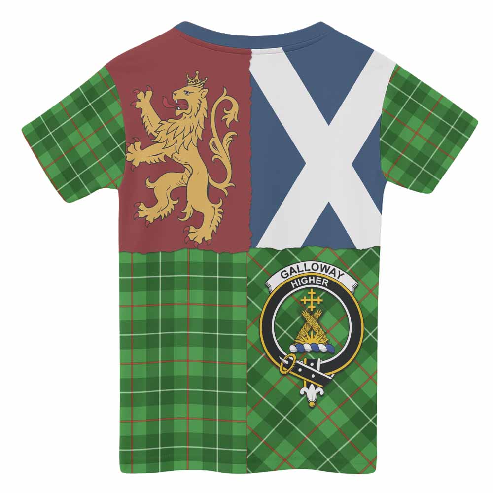 Galloway Crest Tartan Kid T-shirt with Lion Rampant Saltire Style - Tartan Vibes Clothing