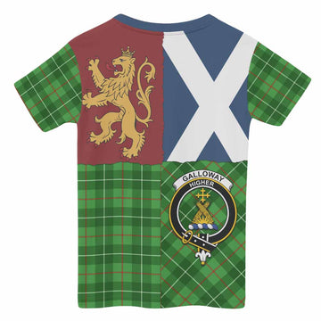 Galloway Crest Tartan Kid T-shirt with Lion Rampant Saltire Style - Tartan Vibes Clothing