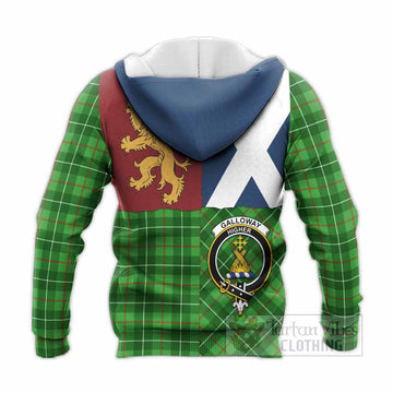 Galloway Crest Tartan Knitted Hoodie with Lion Rampant Saltire Style