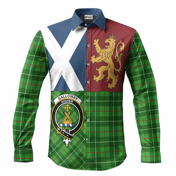 Galloway Crest Tartan Long Sleeve Button Shirts with Lion Rampant Saltire Style