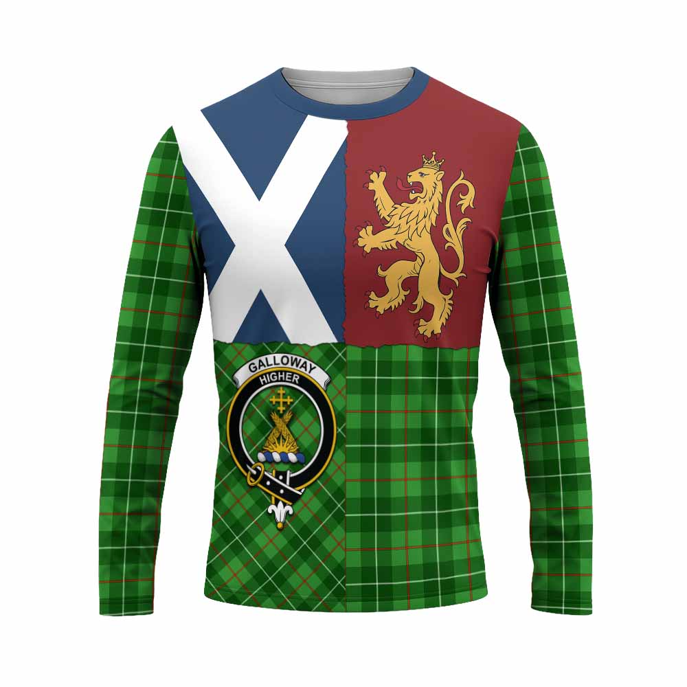 Galloway Crest Tartan Long Sleeve T-Shirt with Lion Rampant Saltire Style