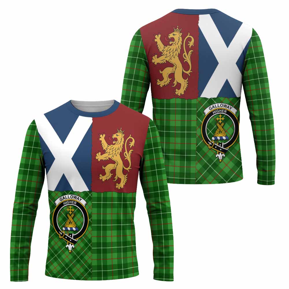 Galloway Crest Tartan Long Sleeve T-Shirt with Lion Rampant Saltire Style