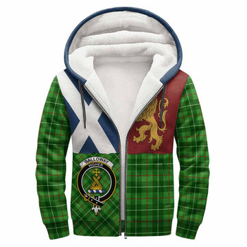 Galloway Crest Tartan Sherpa Hoodie with Lion Rampant Saltire Style