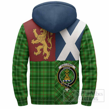 Galloway Crest Tartan Sherpa Hoodie with Lion Rampant Saltire Style