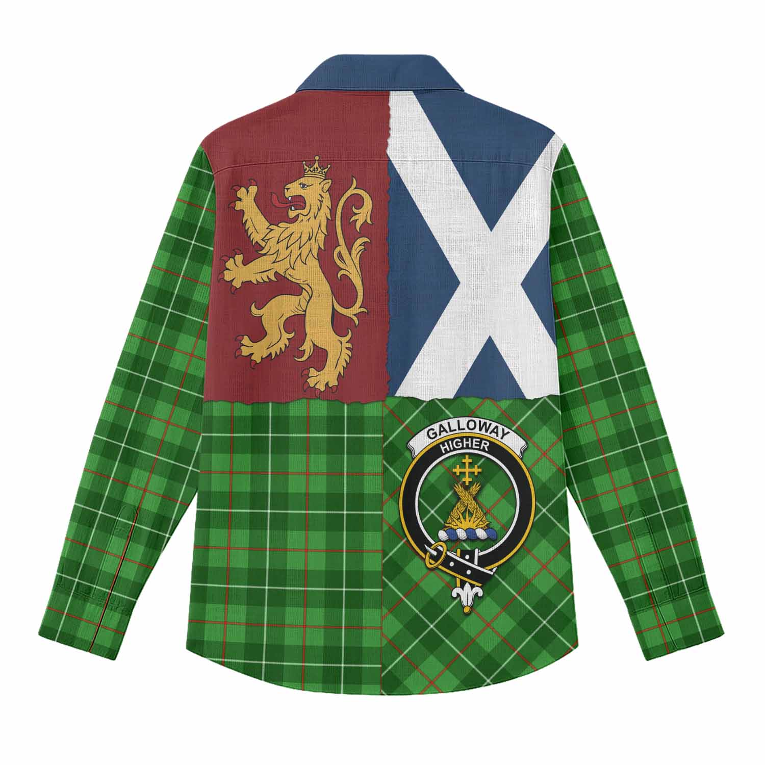 Galloway Crest Tartan Women Casual Shirt with Lion Rampant Saltire Style