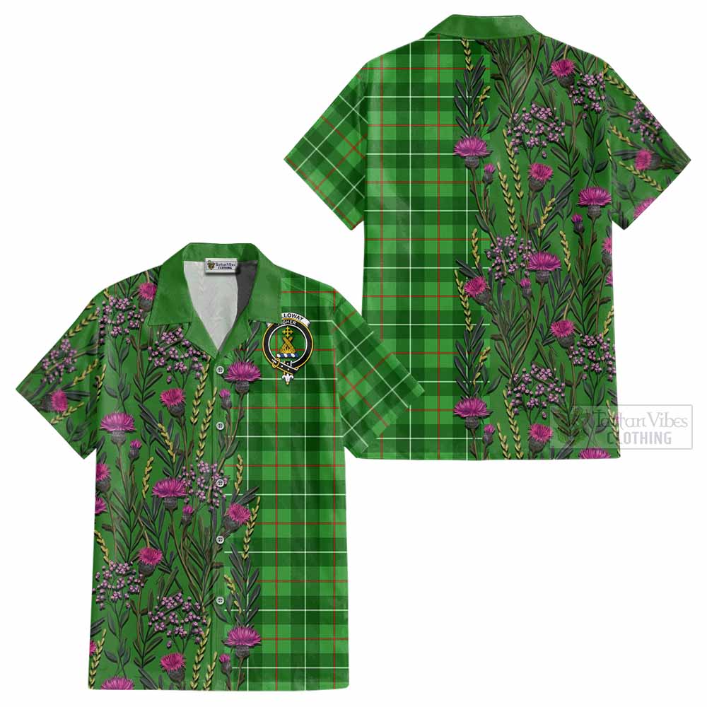 Galloway Family Crest Tartan Cotton Hawaiian Shirt Scottish Thistle Flower Pattern Half Style - Tartan Vibes Clothing