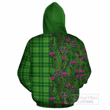 Galloway Family Crest Tartan Cotton Hoodie Scottish Thistle Flower Pattern Half Style