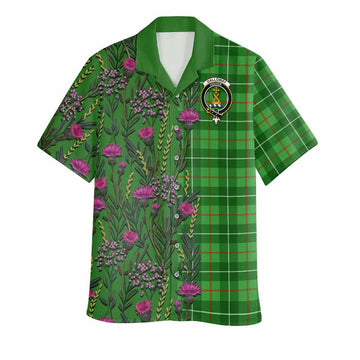 Galloway Family Crest Tartan Hawaiian Shirt Scottish Thistle Flower Pattern Half Style - Tartan Vibes Clothing
