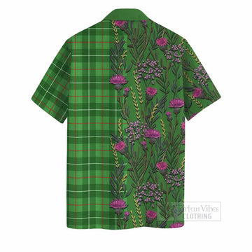 Galloway Family Crest Tartan Hawaiian Shirt Scottish Thistle Flower Pattern Half Style - Tartan Vibes Clothing