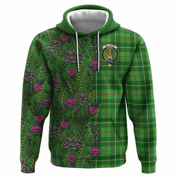 Galloway Family Crest Tartan Hoodie Scottish Thistle Flower Pattern Half Style - Tartan Vibes Clothing