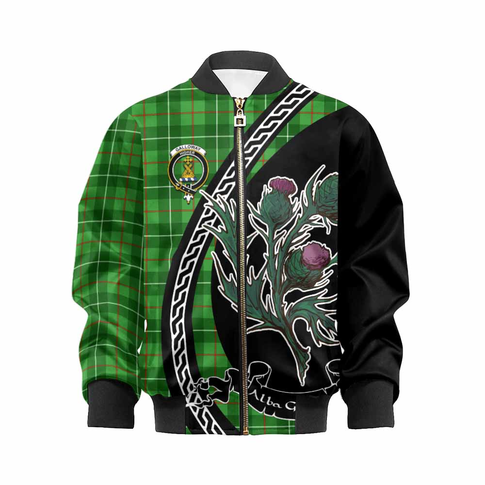 Galloway Family Crest Tartan Kid Bomber Jacket Alba Thistle Inspired - Tartan Vibes Clothing