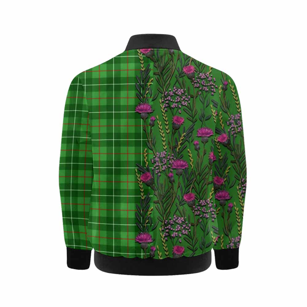 Galloway Family Crest Tartan Kid Bomber Jacket Scottish Thistle Flower Pattern Half Style - Tartan Vibes Clothing