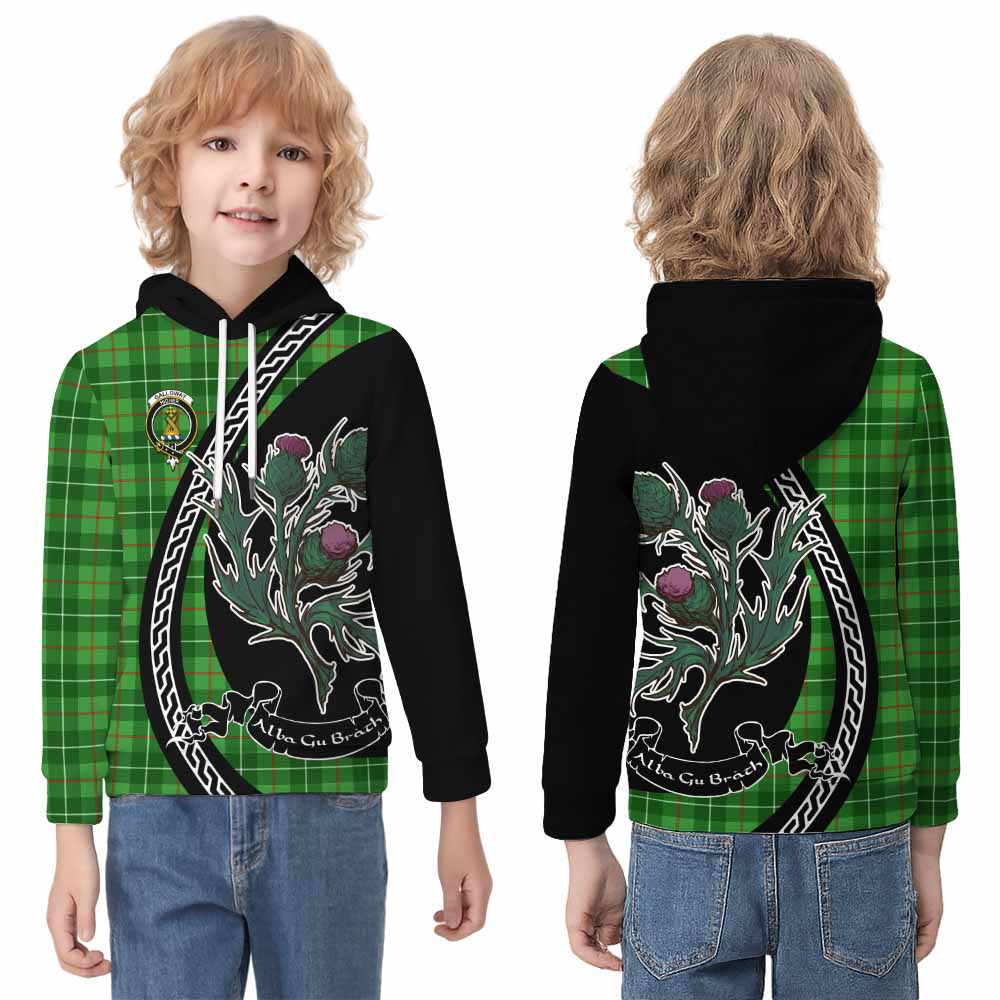 Galloway Family Crest Tartan Kid Hoodie Alba Thistle Inspired - Tartan Vibes Clothing