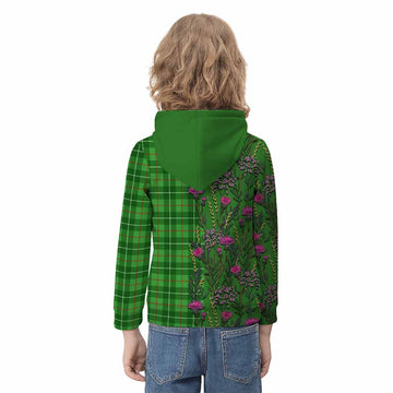 Galloway Family Crest Tartan Kid Hoodie Scottish Thistle Flower Pattern Half Style