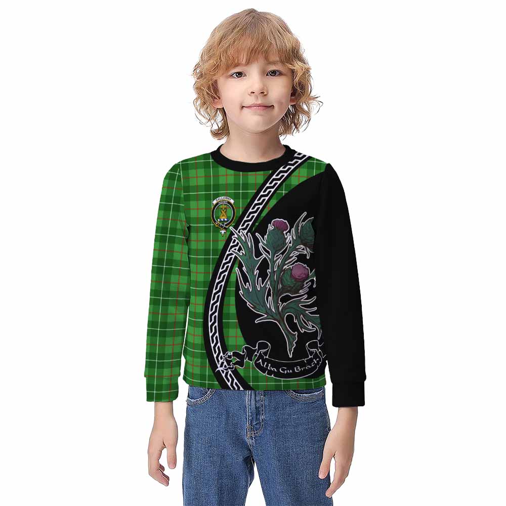 Galloway Family Crest Tartan Kid Knitted Sweatshirt Alba Thistle Inspired - Tartan Vibes Clothing