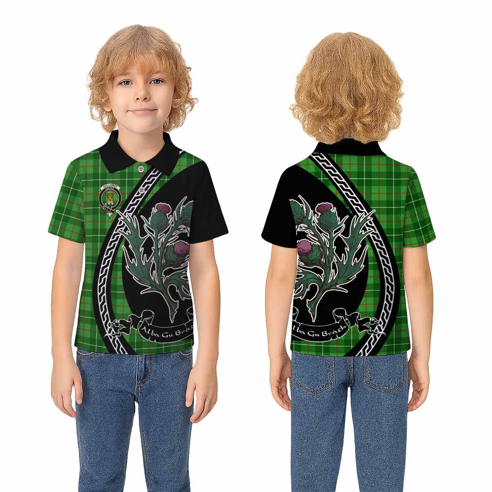 Galloway Family Crest Tartan Kid Polo Shirt Alba Thistle Inspired - Tartan Vibes Clothing