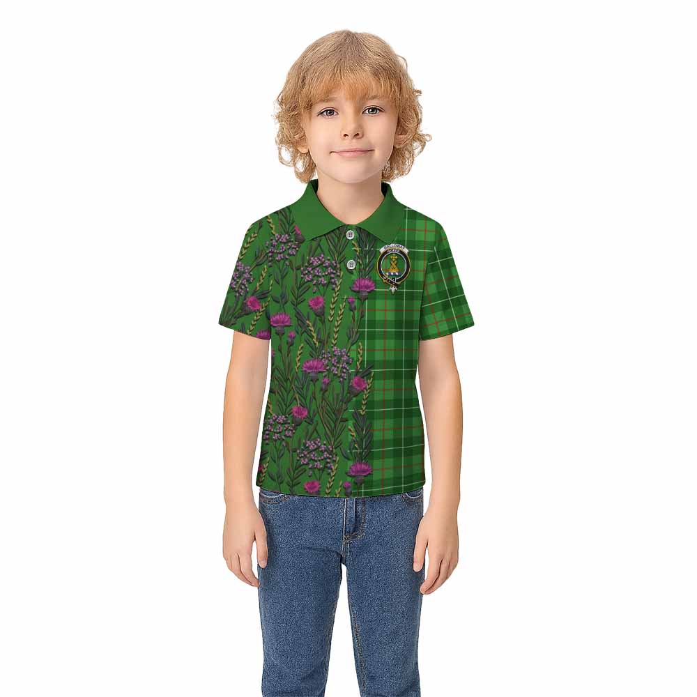 Galloway Family Crest Tartan Kid Polo Shirt Scottish Thistle Flower Pattern Half Style - Tartan Vibes Clothing