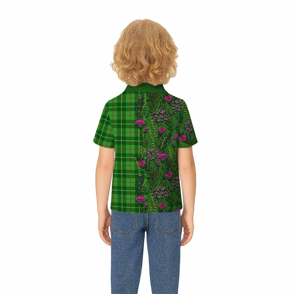 Galloway Family Crest Tartan Kid Polo Shirt Scottish Thistle Flower Pattern Half Style - Tartan Vibes Clothing