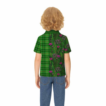 Galloway Family Crest Tartan Kid Polo Shirt Scottish Thistle Flower Pattern Half Style - Tartan Vibes Clothing
