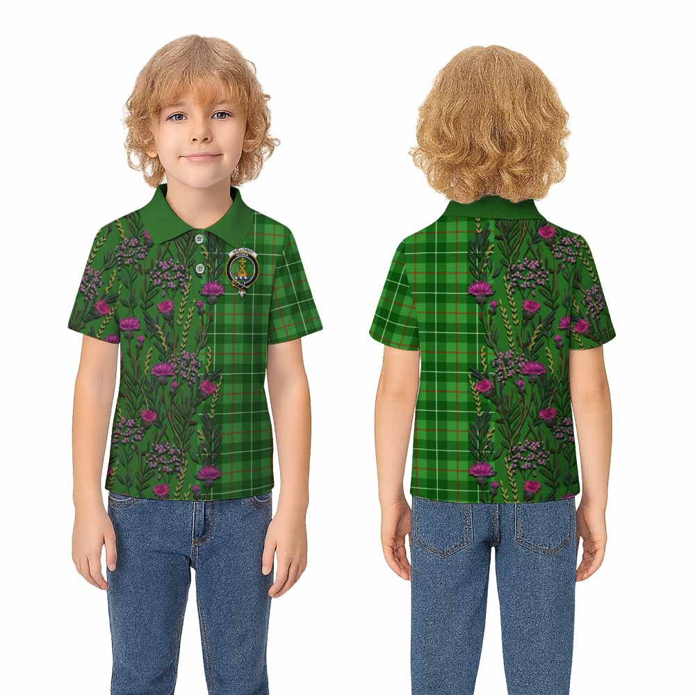 Galloway Family Crest Tartan Kid Polo Shirt Scottish Thistle Flower Pattern Half Style - Tartan Vibes Clothing