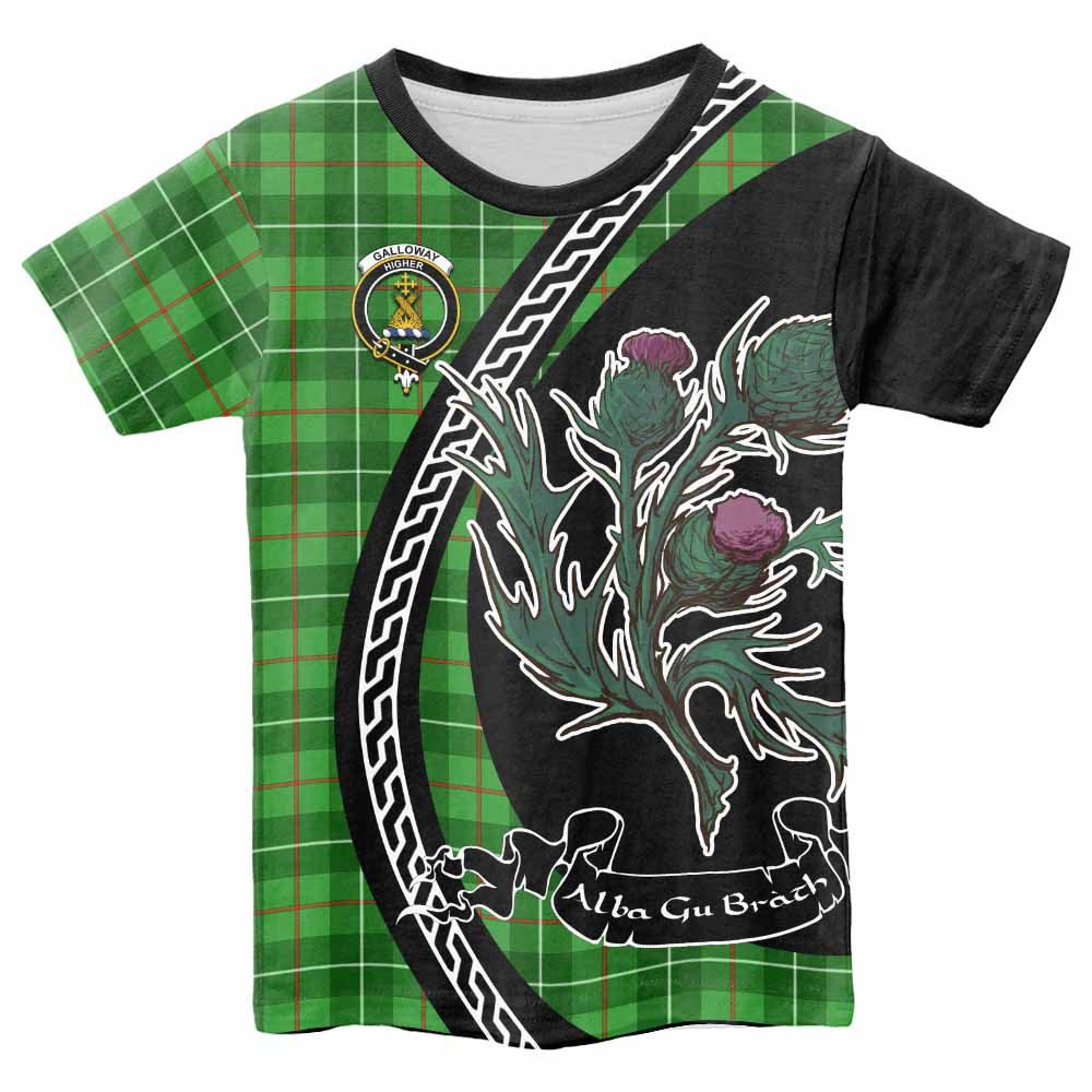Galloway Family Crest Tartan Kid T-shirt Alba Thistle Inspired - Tartan Vibes Clothing