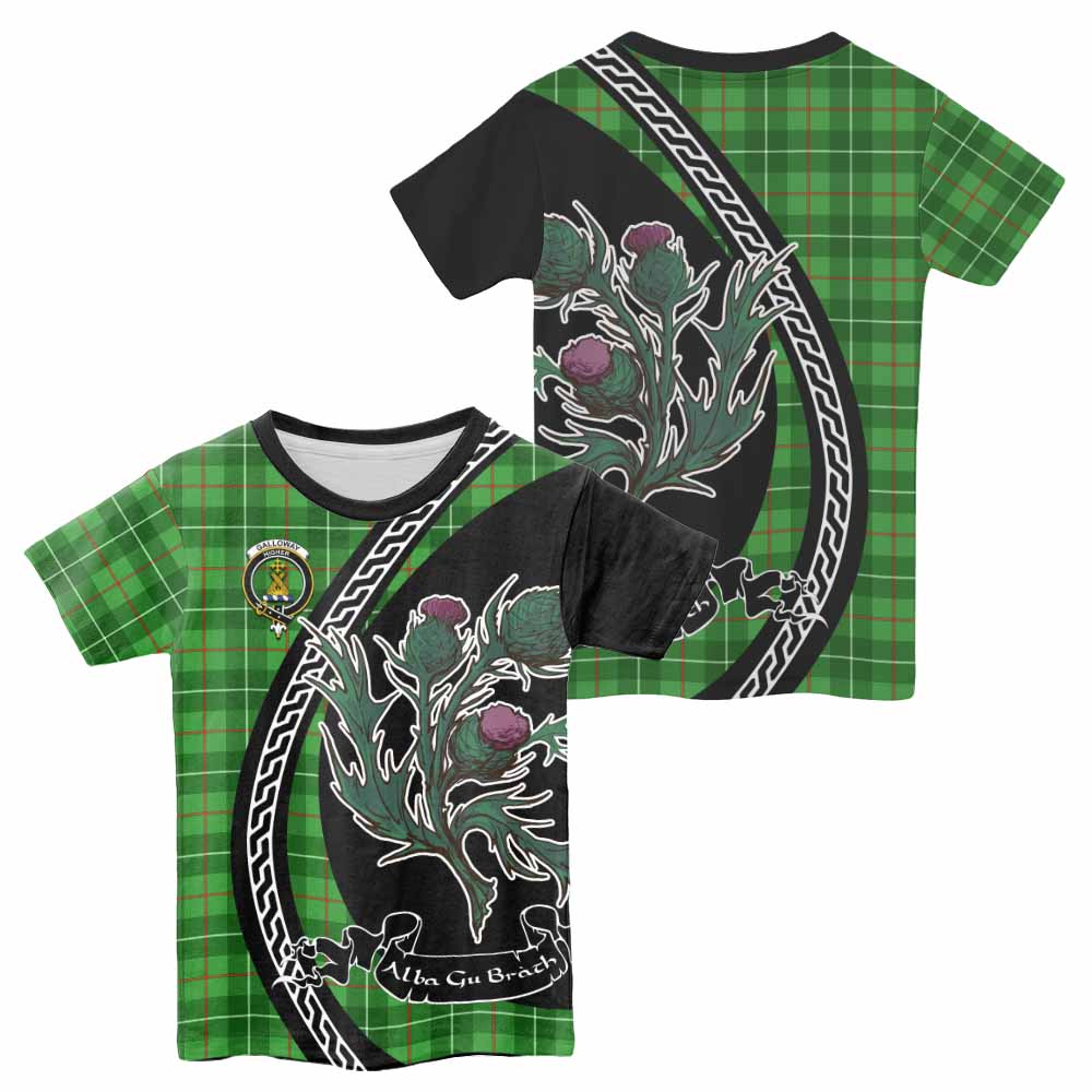 Galloway Family Crest Tartan Kid T-shirt Alba Thistle Inspired - Tartan Vibes Clothing