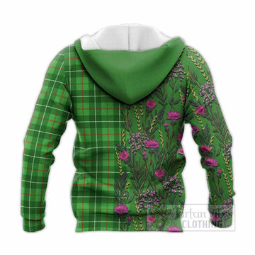 Galloway Family Crest Tartan Knitted Hoodie Scottish Thistle Flower Pattern Half Style