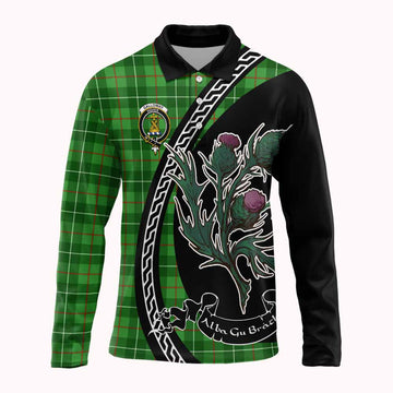 Galloway Family Crest Tartan Long Sleeve Polo Shirt Alba Thistle Inspired