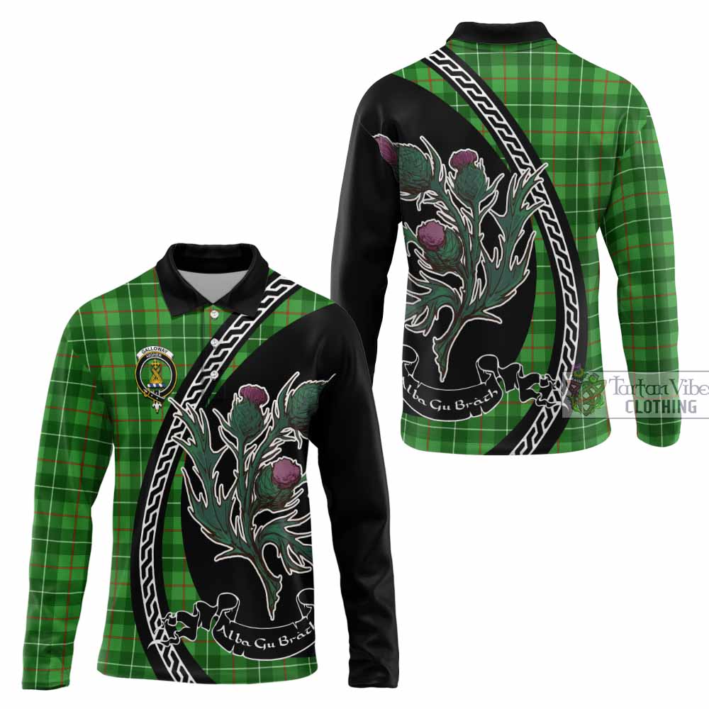 Galloway Family Crest Tartan Long Sleeve Polo Shirt Alba Thistle Inspired - Tartan Vibes Clothing