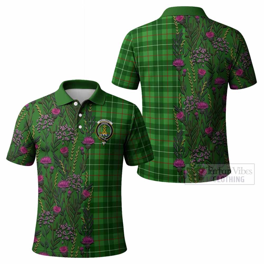 Galloway Family Crest Tartan Polo Shirt Scottish Thistle Flower Pattern Half Style - Tartan Vibes Clothing