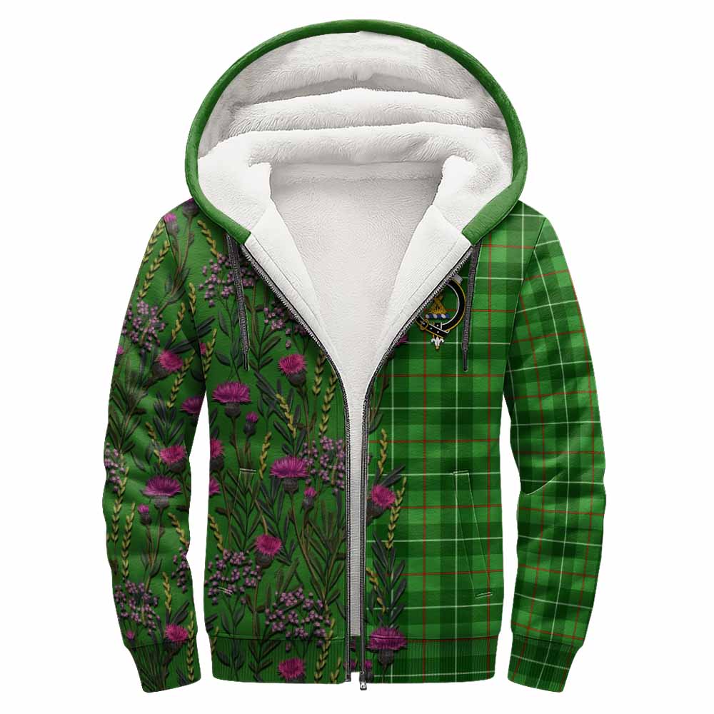 Galloway Family Crest Tartan Sherpa Hoodie Scottish Thistle Flower Pattern Half Style - Tartan Vibes Clothing