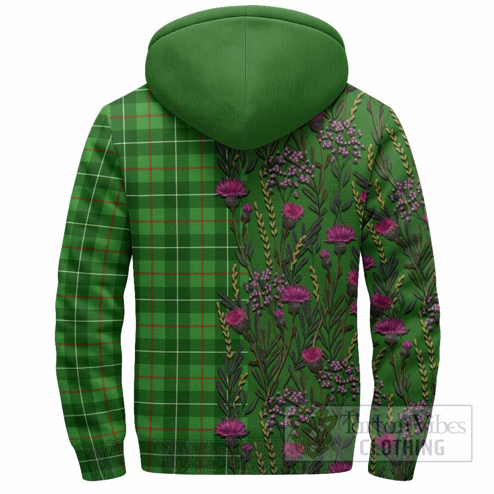 Galloway Family Crest Tartan Sherpa Hoodie Scottish Thistle Flower Pattern Half Style - Tartan Vibes Clothing