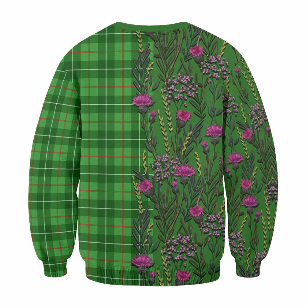 Galloway Family Crest Tartan Sweatshirt Scottish Thistle Flower Pattern Half Style - Tartan Vibes Clothing