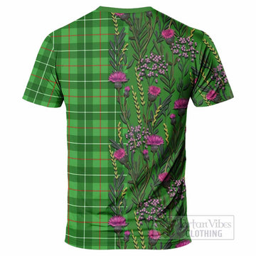 Galloway Family Crest Tartan T-Shirt Scottish Thistle Flower Pattern Half Style - Tartan Vibes Clothing