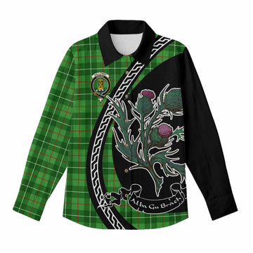 Galloway Family Crest Tartan Women Casual Shirt Alba Thistle Inspired