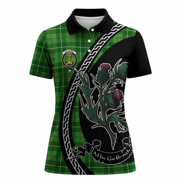 Galloway Family Crest Tartan Women Polo Shirt Alba Thistle Inspired