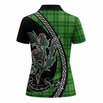 Galloway Family Crest Tartan Women Polo Shirt Alba Thistle Inspired