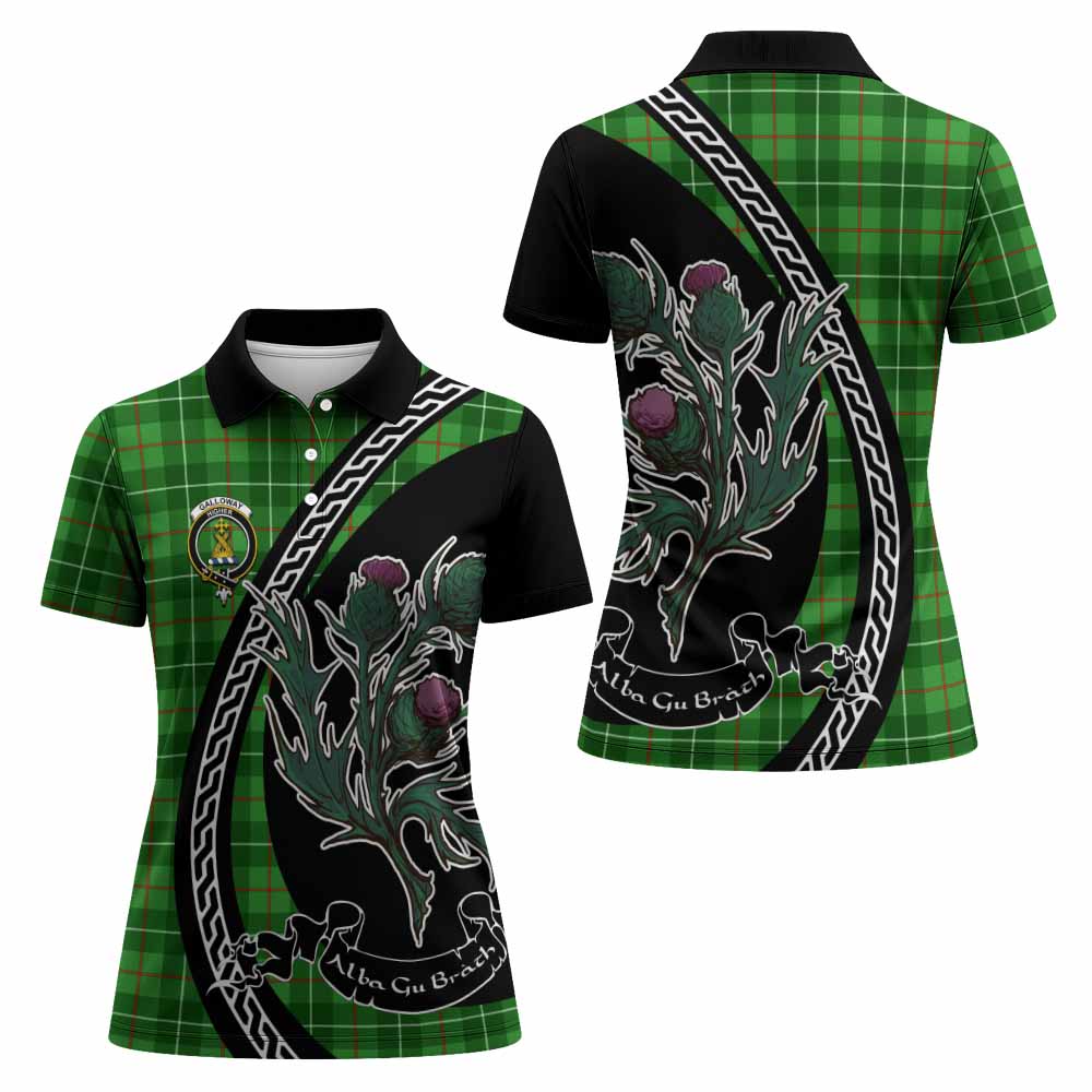 Galloway Family Crest Tartan Women Polo Shirt Alba Thistle Inspired - Tartan Vibes Clothing