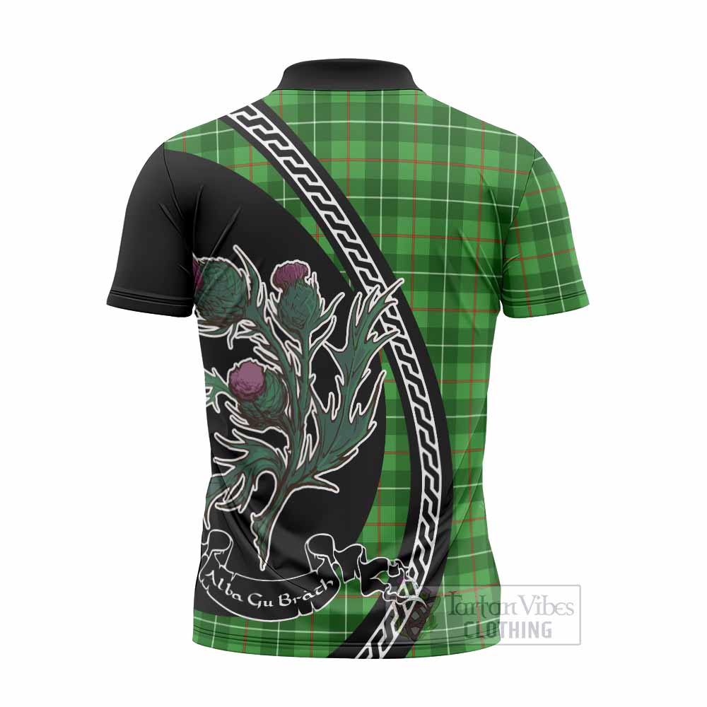 Galloway Family Crest Tartan Zipper Polo Shirt Alba Thistle Inspired - Tartan Vibes Clothing