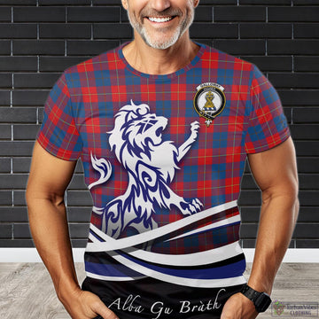 Galloway Red Tartan T-Shirt with Alba Gu Brath Regal Lion Emblem