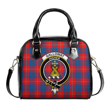 Galloway Red Tartan Shoulder Handbags with Family Crest
