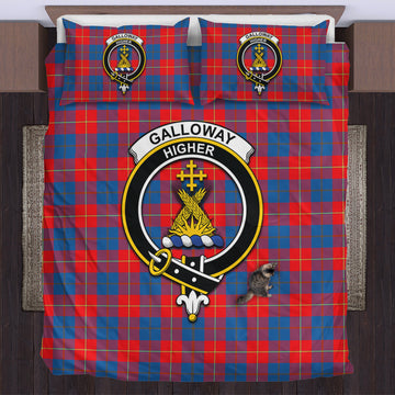 Galloway Red Tartan Bedding Set with Family Crest
