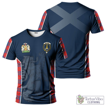 Galloway Red Tartan T-Shirt with Family Crest and Lion Rampant Vibes Sport Style