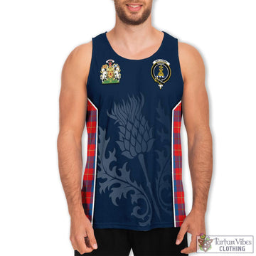 Galloway Red Tartan Men's Tanks Top with Family Crest and Scottish Thistle Vibes Sport Style